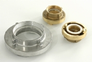 Click to enlarge - Stortz couplings are designed to be easy to use, efficient and adaptable. They work on the principle of an hermaphrodite connection, that is, both parts are the same and lock together by a twist action. 

Stortz couplings are available in aluminium, brass, stainless steel and gunmetal. Seals are nitrile rubber as standard, Viton on request. Stortz couplings are designed for 16 bar working pressure.

Stortz couplings are available with smooth tails for use with RS type clamps and all couplings can be supplied with safety latches.