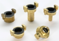 Click to enlarge - Geeka type couplings for water and low compressed air use, agriculture and horticulture. Made from hot pressed brass and forgings.