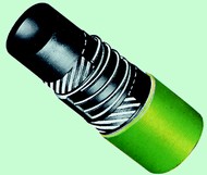 Click to enlarge - XLP [Cross linked polyethylene] chemical suction/discharge hose for a wide variety of chemicals and aggressive substances. This is a flexible hose reinforced with high tensile textile cords and embedded helical wires.