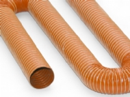 Click to enlarge - Lightweight ducting hose constructed from a wire helix and covered with a single layer of silicone coated glass fabric. Reinforced with a
single fibre glass retention cord.