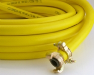 Click to enlarge - Rubber PVC alloy (TPE) hose is a relatively new innovation combining the best properties of rubber and PVC in a single extruded hose.
Yellow cover or yellow with a longitudinal stripe.