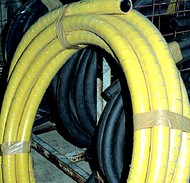 Click to enlarge - High pressure, steel wire reinforced air hose. Also suitable for high pressure water and slurries. This very robust hose would be used on high volume compressors in construction, mines and industrial applications. A hose for use where maximum safety is required.