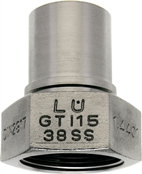 Click to enlarge - Smooth tail re-usable safety clamp couplings. Couplings in brass or stainless steel and clamped onto hose by means of an aluminium clamp. These couplings are made to DIN 14 420-5.